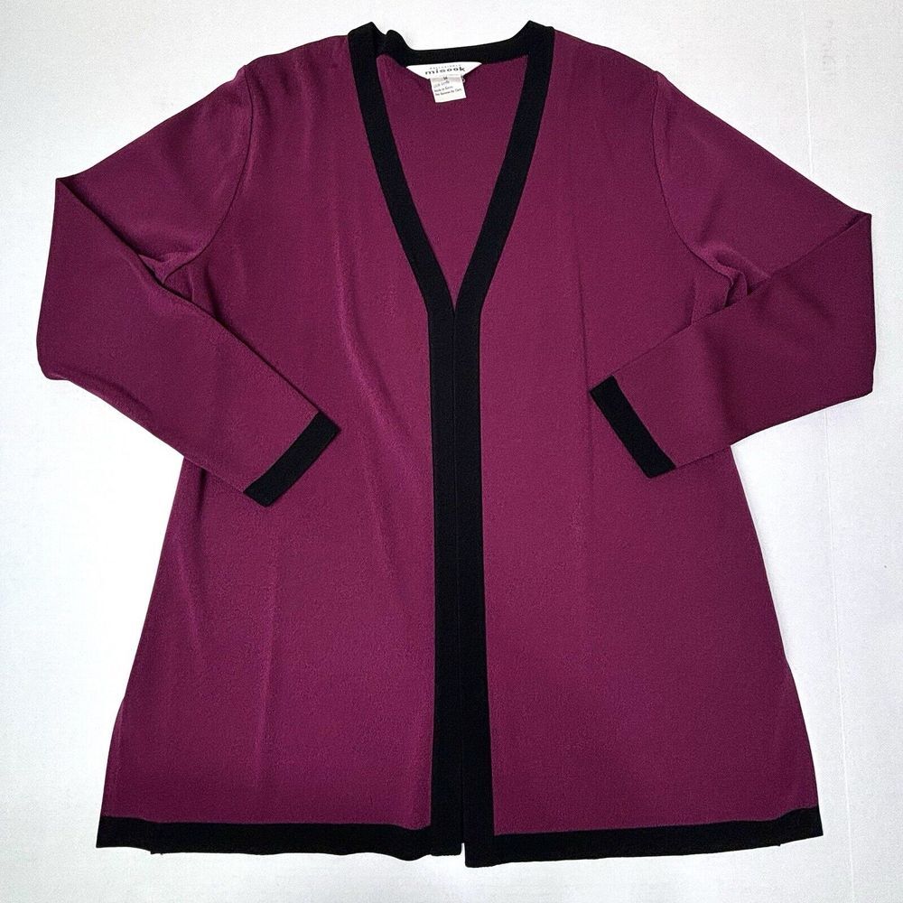Exclusively Misook Open Cardigan Blazer Womens MEDIUM‎ Rich Deep Burgundy EUC